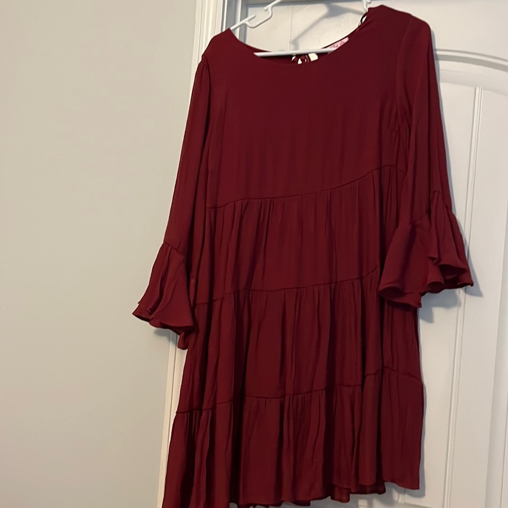 Large garnet Pink Lily tiered dress